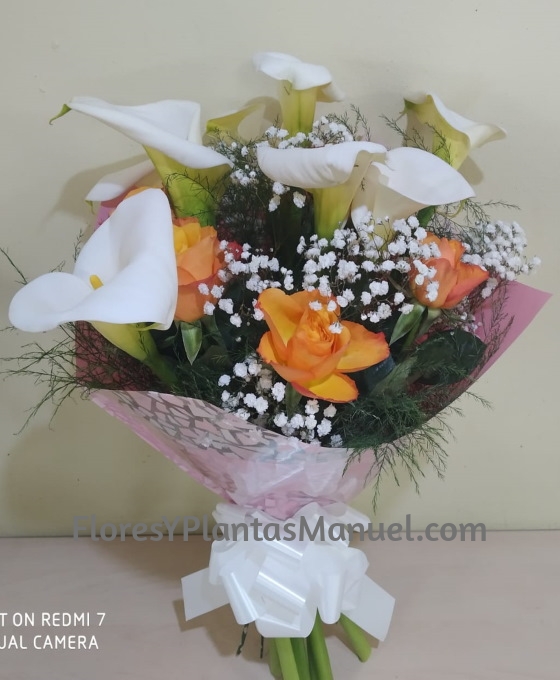 Ramo Calas y Rosas | Comprar Flores Online | Flores Manuel